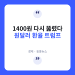 잘 나가던 원화, 트럼프 한마디에 와르르… 무슨 일? 원달러환율