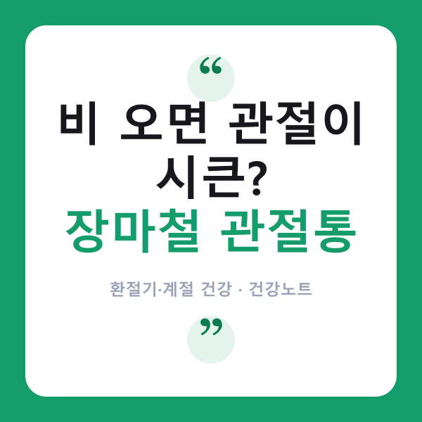 🌧️ 장마철 관절통, 왜 심해질까? ‘습도·기압’과 통증의 관계