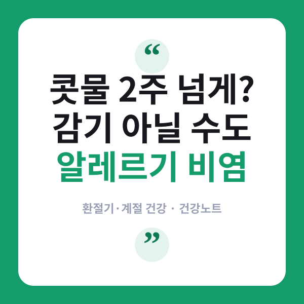 🤧 환절기 ‘알레르기 비염’, 감기와 헷갈리셨나요? 구분법과 관리법