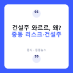 “미국·이란 또 전쟁 나나”…중동 재건 수혜株 건설주 일제히 급락 건설주 급락