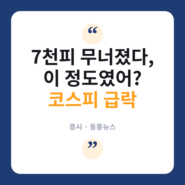 코스피 7000선 붕괴…