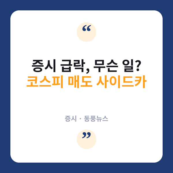 코스피·코스닥 동시에 '매도 사이드카' 발동...무슨 일이길래?