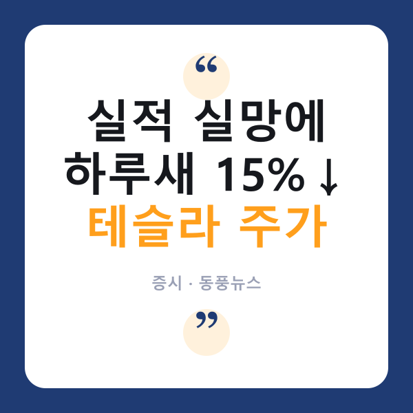 테슬라 주가 15% 급락, 머스크에게 필요한 건 '꿈'이 아니라 '실적'?