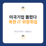 북한 IT 위장취업, 미국 기업 곳곳에 침투했다…외신들 잇단 경고 북한